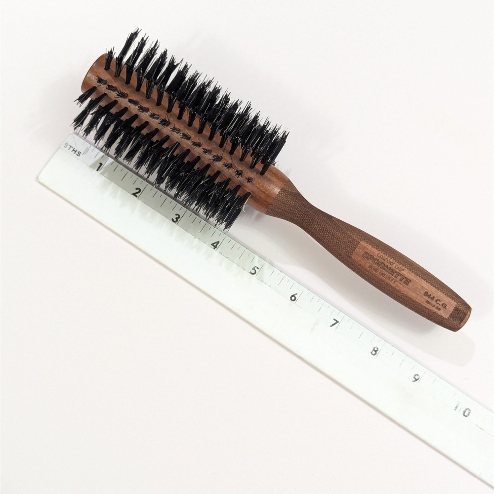 Spornette #844 Hair Brush 2.5" Rounder Comfort Wood Handle Boar Bristles Italy